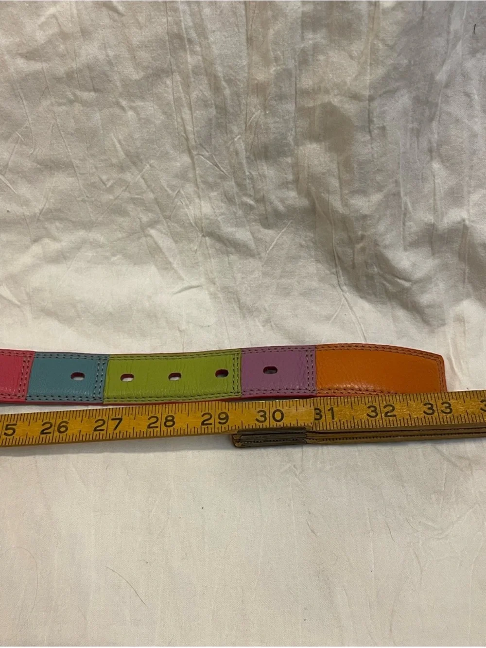 Vintage 90s coach color block Y2K genuine leather belt pink blue green gold